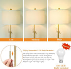 【Upgrade】Gold Floor Lamps for Living Room, 55"-67" Height Adjustable Modern Standing Lamp with Marble Base, Pull Chain Switch, 3-Way Dimmable Tall Pole Lamp for Bedroom Office Reading, Bulb Included