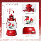 Snow Globes, Cardinal Snow Christmas Lantern, 8 Songs, 6H Timer Battery & USB Powered Glitter Music Box, Gifts for Men and Kids,Christmas Table Decorations Home Decor