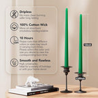 12-Inch Tall Dripless Taper Candles Set of 4 - Emerald Tapered Candles, Perfect for Spring - Smokeless, Unscented, Long Burning - Hand Poured, Colored Tall Candlesticks - Jade