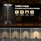 Rechargeable Cordless LED Table Lamps Touch Sensor Light, 3-Levels Portable Dimming Wireless Battery Operated Lamp，Nightstand Lamp/Night Light/Restaurant Table/Outdoor/Coffee/Bar (Black)