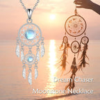 Dream Catcher Necklace Sterling Silver Moonstone Tree of Life Necklace for Women Dream Catcher Jewelry Gifts
