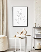 Minimalist Couple Art Wall Art Print Couple Kiss Abstract Line Drawing, Gallery Quality 16"x20" Black Framed, Abstract Love Aesthetic Decor Bedroom Living Room