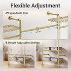 Timate U4 U Shape Garment Rack Heavy Duty Clothes Rack for Hanging Clothes, Expandable Industrial Pipe Clothing Rack Wall Mounted Closet Extra Large Closet Rack Walk in Closet System, Closet Kit Gold