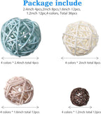 Patelai 36 Pcs Wicker Rattan Balls Decorative Balls for Vase Centerpiece Bowls Orbs Filler for Home Decor,4 Sizes(Blue, Light Brown, Dark Brown, White)