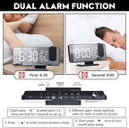Projection Alarm Clock for Bedroom Ceiling Digital Clock Radio with USB Charger Ports 180° Rotatable Projector, 12/24H,Snooze,Dual Loud Alarm Clock (Black)