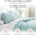 Southshore Fine Living, Inc. Quilts Queen Size with 2 Pillow Shams, Full Bedding Set, Pet Hair Resistant Bedding, Quilt Coverlet Bedspreads Queen Size/Full Bedspread with 2 Pillow Shams, Sky Blue