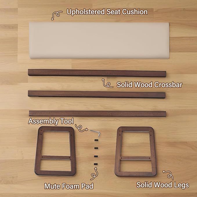 CozyDH Shoe Storage Bench with Cushion, Entryway Shoe Bench with 2 Shelf, Wooden Shoe Organizer, Solid Wood Legs, for Hallway, Bedroom (Walnut 47")