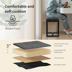 Vanity Stool, Vanity Chair Stools for Makeup Room, Square Linen Makeup Stool for Vanity, Modern Padded Small Ottomans Foot Rest for Bedroom Living Room, Dark Grey&Black