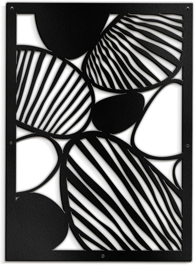 SIGNLEADER Metal Wall Art Decor Abstract Geometric Shapes Minimalist Modern Abstract Wall Sculpture Hangings Home Decoration for Living Room, Bedroom, Bathroom, Kitchen, Outdoor - 36" Black