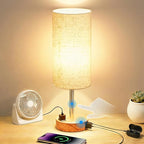 Bedside Table Lamp, High-Sensitivity Touch, 3-Level Dimmable Nightstand Lamp with AC Outlet | USB | and USB-C, Ideal Desk Lamp for Bedside, Bedroom, Reading, Living Room(LED Bulb) (Warm)