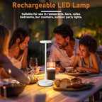 2 Pack Led Cordless Rechargeable Waterproof Table Lamp(Battery Operated Touch Light 3 Color Dimming Portable Night Lamp IP54 Waterproof Suitable For Indoor Outdoor Patio Restaurant Dining Home)White