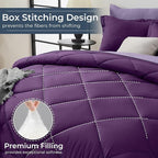 HEVUMYI Purple & Light Purple Queen Comforter Set - 7-Piece All Season Bed in a Bag Queen, Ultra Soft Bedding Set with Comforter, Flat Sheet, Fitted Sheet, Pillowcases, Pillow Shams