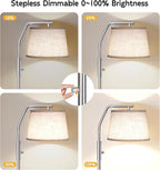SUNMORY Floor Lamps for Living Room, 9W Bulb Included, Lamp for Bedroom with Adjust Head, Standing Lamp with Rotary Switch, 0-100% Dimmable Floor Lamp for Living Room Bedroom Office Nursery, Nickel.