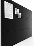 Bumusty Large Cork Board 48" x 36" Alternative - 12 Pack Felt Wall Tiles with 70 Safe Removable Adhesive Tabs, 30 Pushpins, Cork Boards for Walls Pin Board Bulletin Board Office Decor (Black)