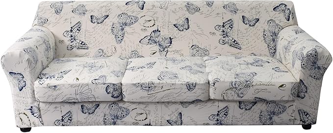 KRFOONN 4 Piece Stretch Sofa Couch Covers for 3 Cushion Couches Printed Sofa Slipcover with 3 Separate Seat Cushion Covers Washable Sofa Slip Covers Furniture Protector for Pets Kids (Large, 04)
