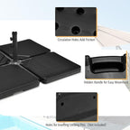Tangkula 4Pcs 13L 220 lbs Cantilever Offset Patio Umbrella Base, Water & Sand Filled Heavy Duty Outdoor Umbrella Base, Square Umbrella Base Plate Set with Easy-Fill Spouts, Black