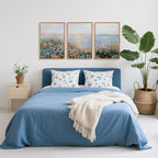 CHDITB Seaside Floral Framed Canvas Wall Art Set, Nature Inspired Ocean View Wall Decor, Sunrise Art Spiritual Wall Painting, Coastal Wildflowers Art Prints for Living Room, Office-Size 16"x24"x3