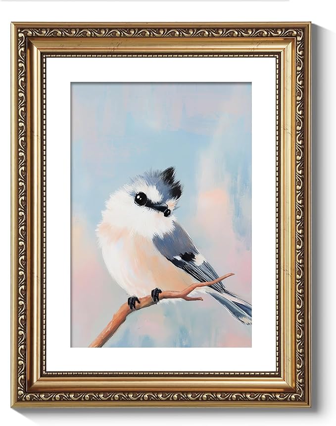ARPEOTCY Vintage Gold Framed Wall Art Decor, 11x14 Inch Bedroom Bathroom Bird Picture Artwork, Canvas Wall Art for Living Room Bedroom, Antique Framed Painting Home Decor Aesthetic