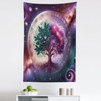 Ambesonne Purple Tapestry, Galaxy Tree of Life Design Space and Earthy Side Branches Universe Art, Fabric Wall Hanging Decor for Bedroom Living Room Dorm, 30" X 45", Teal Plum and Lavender