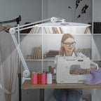 LED Nail Desk Lamp with Clamp, 117PCS LEDs, 2200 Lumens 20 Inch Metal Swivel Arm Dimming Task Lamp for Reading,Desktop Office,Workbench,Architect,Sewing,Study,Home Craft and Nail(White)