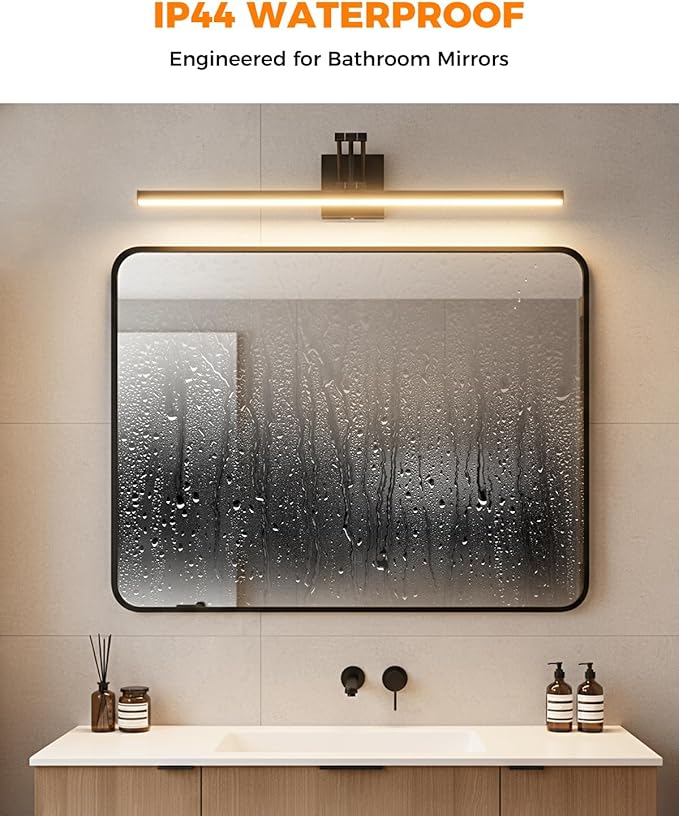 Black Bathroom Vanity Light Fixtures, Morden Vanity Lights with LED Lighting Bar, 5CCT&Dimmable Wall Sconce Lamp,16IN Rotatable Bathroom Light Fixture Over Small Mirror For Restroom Bedroom-ETL