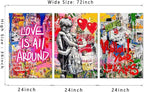 Novatique Banksy Wall Art Street Wall Art Modern Colorful Graffiti Painting Artwork Home Decor Love All Around Graffiti Art Poster for Living Room Bedroom, 24”x 36”x 3Pcs
