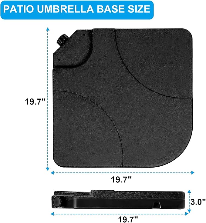 Simple Deluxe 4PCS Cantilever Offset Patio Stands, 176LB Square Shaped Water or 132LB Sand Filled Umbrella Base with U Locking, Black