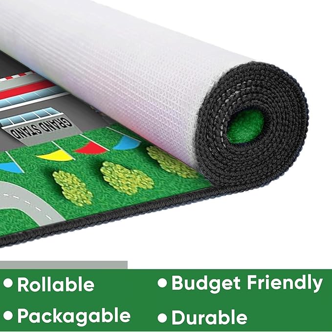 KIDCARPET.COM Race Car Play Mat Rug | Interactive Activity Carpet for Preschool Playroom Toy Car Track, 7'6" x 12'