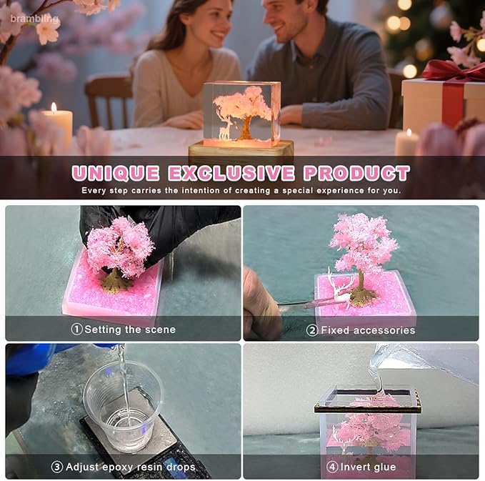 brambing Sakura Elk Resin Ambient Light Bubble free, Non stringy, Odorless, Durable Premium Home Decor Piece, Perfect Craft For Collection Ideal Gift Choice. (Sakura - deep pink, Small - 5CM)