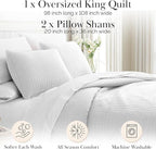 Southshore Fine Living, Inc. King Quilt Bedding Set with Shams, Coverlet Quilt King Size Bedspread, Luxury Bedding, Bed Spread for Kings/California Kings, Lightweight Quilted Comforter, White Quilts