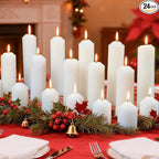24 Pcs White Pillar Candles Bulk,2x3 2x6 2x8 Inch-8 Each Size,Large Christmas Pillar Candles Set of 3,Unscented Dripless Smokeless Hurricane Candles for Wedding Engagement Party Event Ceremony