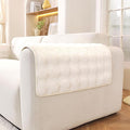 Non-Slip Couch Arm Covers,Thick Soft Recliner Arm Chair Covers Set of 2 Waterproof Armrest Covers for Sofa, Washable Faux Fur Sofa Arm Cover (Off White, 24" x 24" 2 Pack)