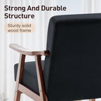 KEIKI Mid-Century Modern Accent Chair with Solid Wood Frame, Wingback Armchair for Living Room Bedroom Home Office Lounge Seating