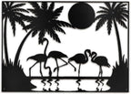 SIGNLEADER Metal Wall Art Moonlit Flamingos and Palm TreesDecor Modern Abstract Wall Sculpture Hangings Home Decoration for Living Room, Bedroom, Bathroom, Kitchen, Outdoor - 18" Black
