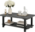 Pomona 2-Tier Rectangular Coffee Table - 42-Inch Reclaimed Wood Top with Lower Shelf Storage and Metal Legs - Farmhouse Rustic Industrial Style Living Room & Office Furniture (Slate Gray)