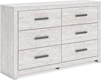 Signature Design by Ashley Cayboni Vintage 6 Drawer Dresser with Safety Stop for Bedroom, White