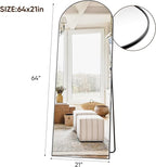 Suidia Arched Full Length Mirror, 65"x22" Floor Mirror Freestanding, Floor Standing Full Body Mirror with Stand for Bedroom, Hanging Leaning Mounted for Living Room Cloakroom, Black