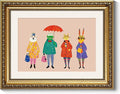 ARPEOTCY Framed Canvas Wall Art, 11x14 Whimsical Animal Family Illustration, Storybook Style Wall Decor for Nursery, Kids Room & Playroom