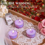 Unscented Tea Lights Candles for Easter, 5 Hours Purple Pearled Tea Lights Candle Bulk for Spring,Smokeless Mini Tealight Votive Candles for Wedding,Valentine's Day,Baby Shower,Christmas, 12pcs
