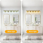 6-Lights Brushed Brass Bathroom Light Fixture Gold Vanity Lights Modern Crystal Bathroom Vanity Lighting Over Mirror Wall Sconce with K9 Crystal Shade E26 Base for Living Room, Bedroom Wall Lamp