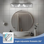 Modern LED Bathroom Lights Fixtures(4-Light),Stainless Steel Chrome Acrylic Wall Lighting,Vanity Lights for Bathroom Over Mirror(6000k 27in)