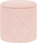 Round Ottoman with Storage, Boucle Foot Rest Stool with Reversible Tray Lid, Folding Teddy Ottoman Coffee Table for Dorm Living Room Bedroom Entryway, Pink,13" x 13" x 13.8"