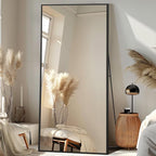 Full Length Mirror, 76"x34" Oversized Floor Mirror Free Standing, Large Full Body Mirror for Bedroom Living Room Gym, Black Mirror Full Length with Tempered Glass