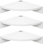 Fun Memories Corner Shelf Wall Mount, Wood Floating Corner Shelves, Corner Wall Shelf for Bedroom, Bathroom, Kitchen, Living Room (White, 3 Pack)