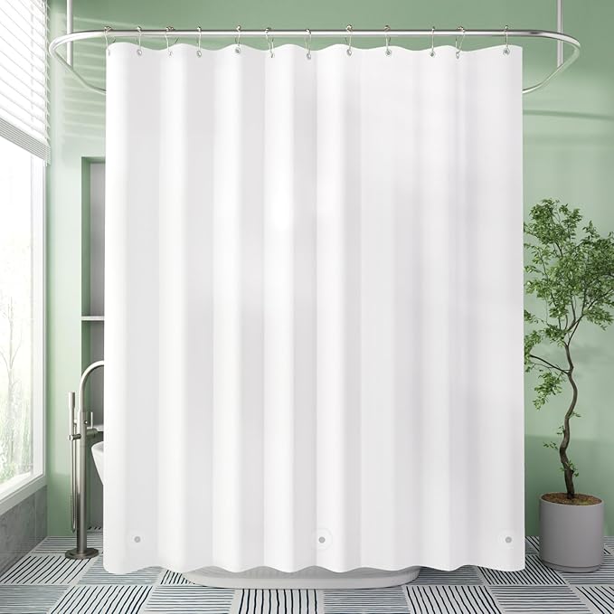 AmazerBath Extra Long Shower Curtain Liner, White Shower Curtain Liner 84 Inches Long, 72x84 Plastic White Shower Liner, Cute Bathroom Shower Curtain Liners, PEVA Tall Shower Liner with 3 Magnets