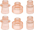 Double Sided Vintage Ribbed Taper Glass Candle Holders,Tea Candle Holder for Table Centerpieces, Wedding Decorations and Dinner Parties (Orange Pink, 6 PCS)