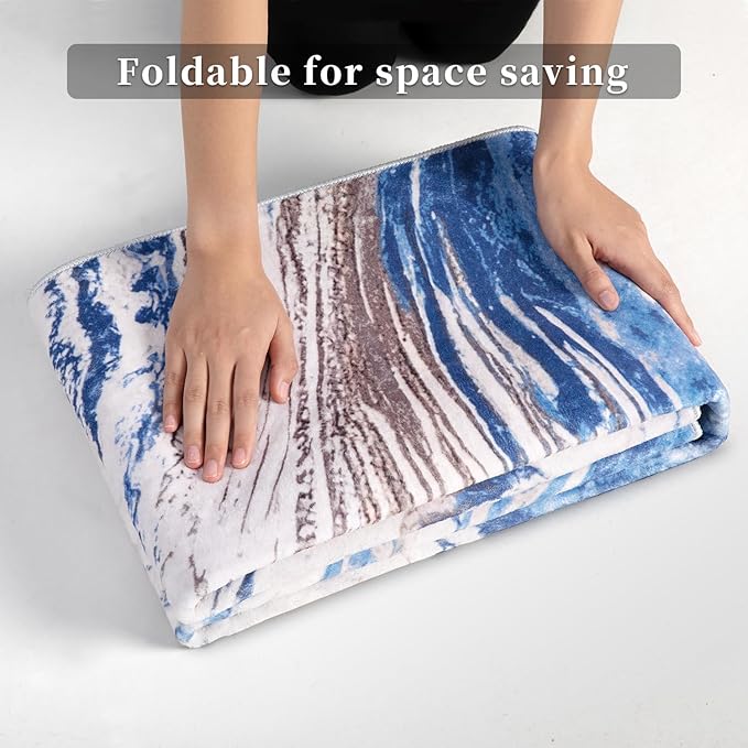 Ciicool 2x6 Washable Runner Rug, Modern Abstract Swirl Soft Hallway Rugs Runner, Non-Slip Thin Accent Rug Lightweight Blue Brown Print Distressed Carpet for Laundry Entryway Bedroom Kitchen Indoor