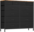 Large Dresser for Bedroom with 12 Deep Drawers, Tall Fabric Drawer Dresser, Chest of Drawers for Closet, Nursery, Living Room, Laundry, Entryway, Hallway (Black)