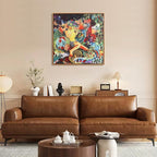 Charouse 2 Pieces Framed Wall Art Painting Abstract Fantasy Pastoral Artistic Wall Art Decor for Living Room Bedroom Art Studios Cafe Office Magical Plant Flutists Landscapes Home Wall Decor 24*24 Inch