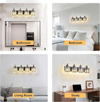 4-Light Black Bathroom Light Fixtures Over Mirror Modern Vanity Lights Crystal Wall Sconce Vintage Bathroom Lighting with Crystal Shade E26 Base for Bedroom, Living Room, Hallway